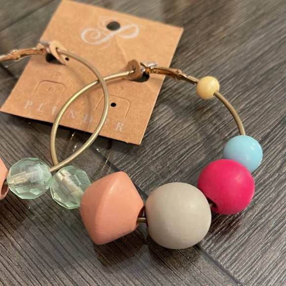 Plunder “Daffodil” Spring Colored Beaded Hoop Earrings - Picture 3 of 16